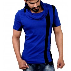 Designer Muffler Neck Royal Blue-Black Men's TShirt/Tee